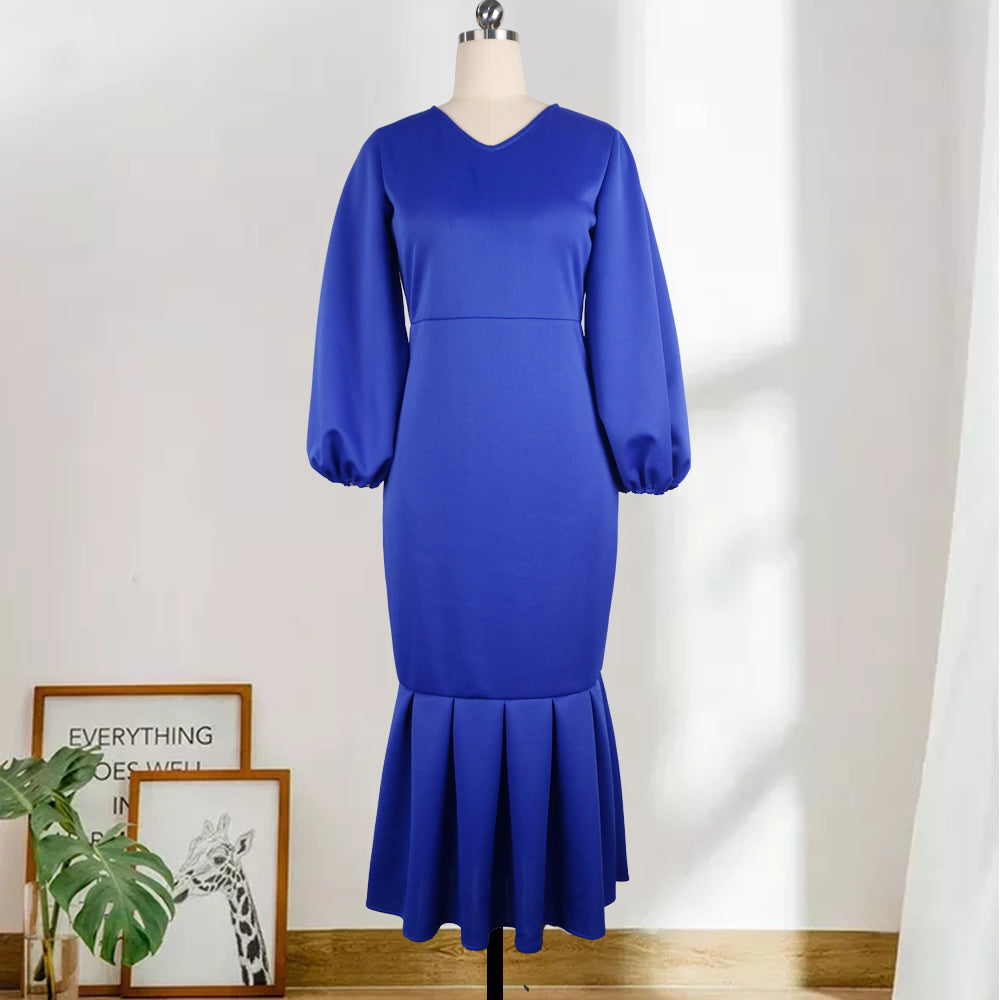 Sixsr Women Party Dress V Neck Long Puff Sleeves Bodycon Sexy Event Occasion African Female Fashion Autumn Spring Robes Vestidos New