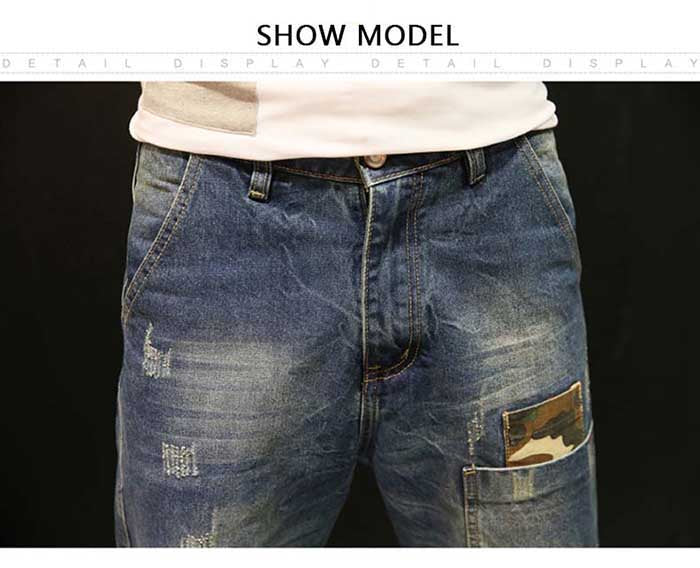 Men Harem Jeans Loose Baggy Casual Joggers Plus Size Hip Hop Denim Pants Camouflage Patchwork Streetwear Trousers Man Clothing