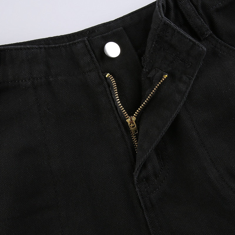 Sixsr Y2K Women Loose Jeans Fashion Street Low Waist Pocket Long Washed Solid Color Casual Workwear Jeans Female Baggy Denim Trousers