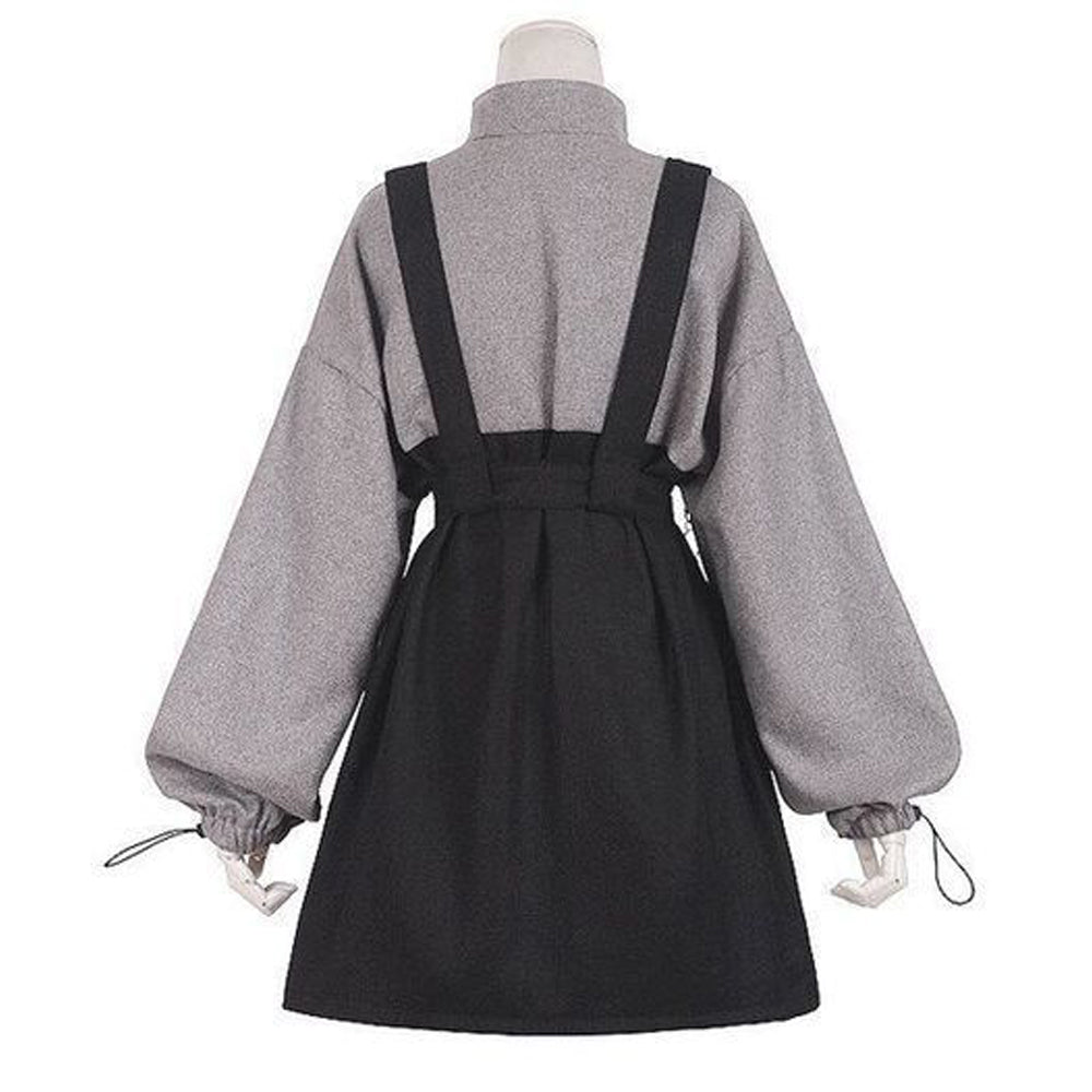 Sixsr Retro Vintage Women Gothic Girls Punk Mini Dress High Waist Long Sleeve Hat Collar Sexy Gry Black Lolita Plus Size Jurken