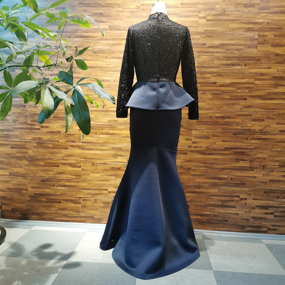 sixsr elegant floor length long evening party dress women sexy lace sheer long sleeve plus size tunic peplum maxi dresses new year