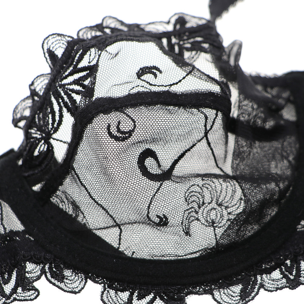 sixsr  Hot 2pcs Women Sexy Ultra-Thin  Breathable Floral Lingerie  Sets Bras+Thongs