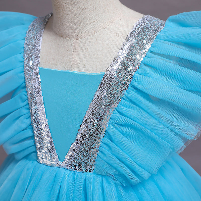 sixsr Girls Ruffles Princess Dress For Kids Wedding Elegant Party Tutu Prom Gown Children Birthday Pageant Communion Formal Vestidos