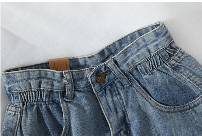 sixsr New Summer High Waist Denim Shorts Women Casual Loose Ladies Fashion Plus Size Elastic Waist Wide Leg Short Jeans Female