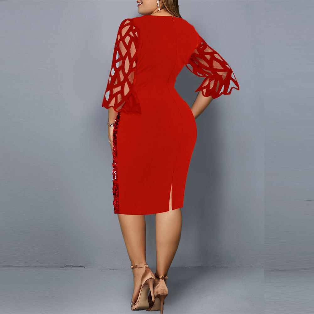 sixsr Party Dresses Plus Size Women's Summer Dress for Women Elegant Sequin Green Bodycon Dress Evening Wedding Outfits 4XL 5XL