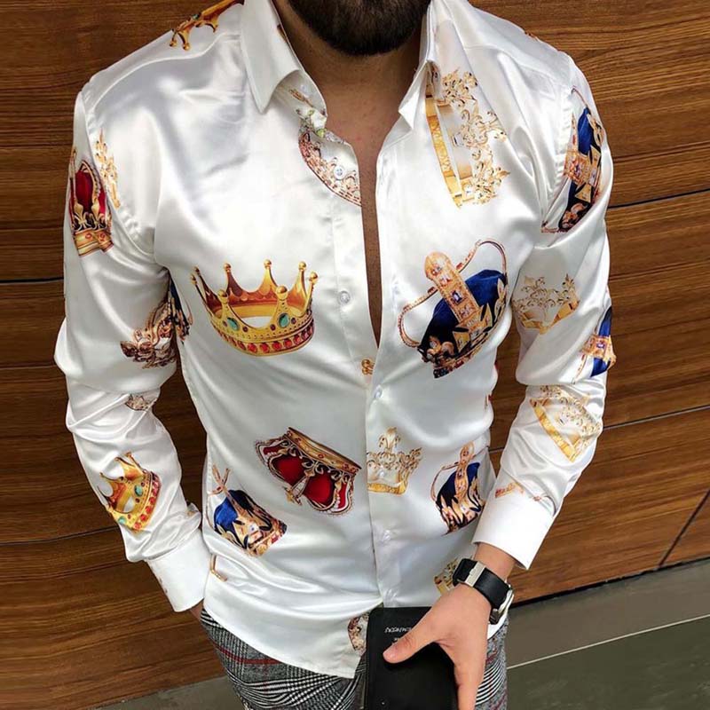 Sixsr New Poker print men's long sleeved shirt men casual shirt Hawaii shirt man Cardigan autumn shirt M-3XL Male Tops various colors