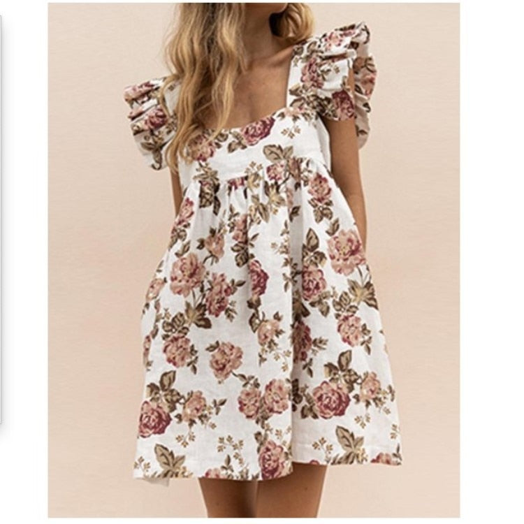 Women Autumn Spring Vintage Mini Cupcake Dress V Neck Long Lantern Sleeve Back With Ruffles Korean Style Elegant Red Dress