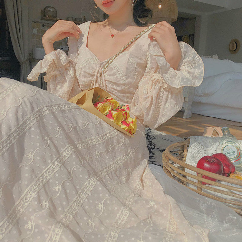 Sixsr Vintage Fairy Dress Women Elegant Designer Chiffon Dress Long Sleeve French Party Midi Dress Casual Women's Clothing Autumn