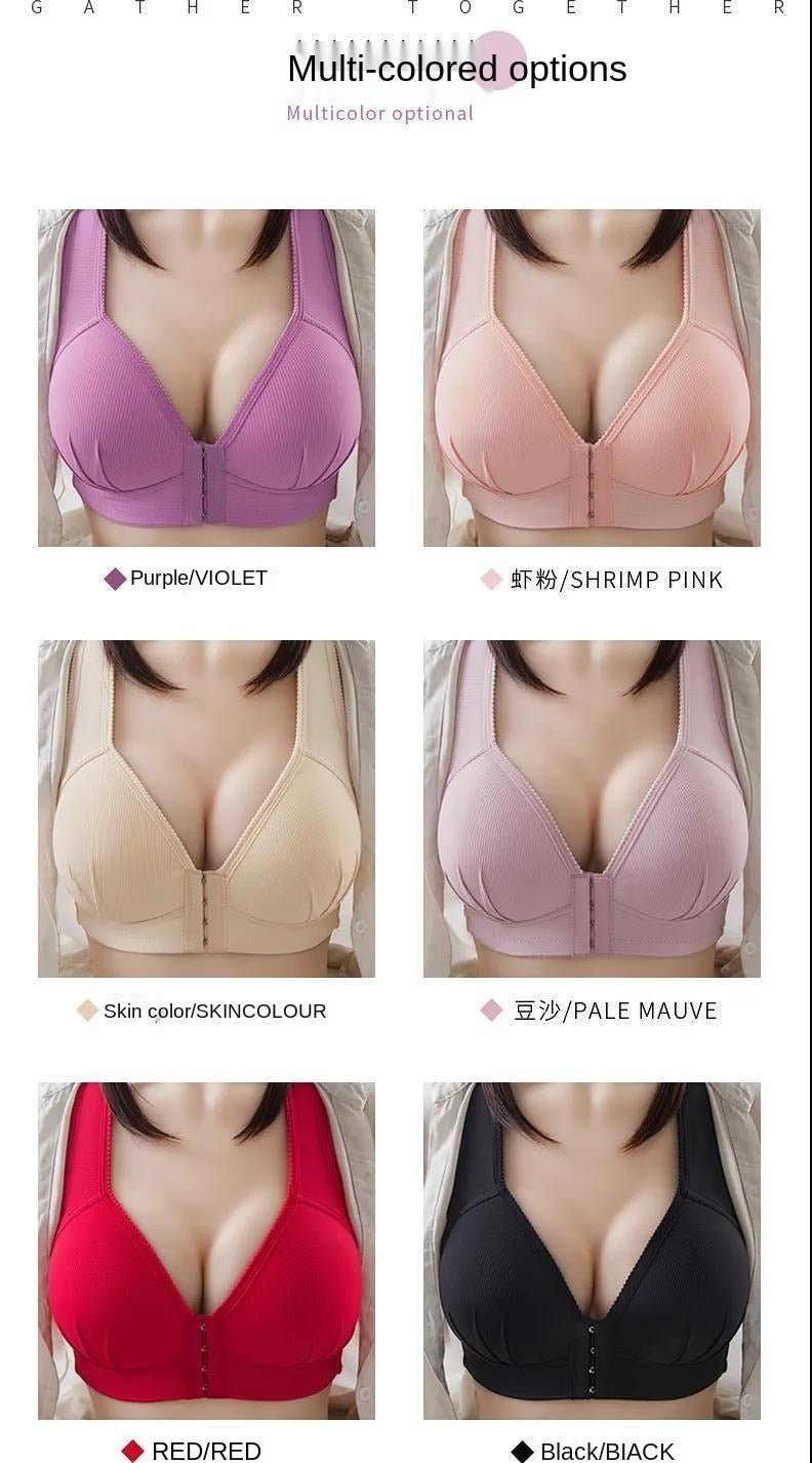 Sixsr Plus Size Sexy Push Up Bra Front Closure Solid Color Brassiere Wireless Bralette Breast Seamless Bras for Women BCD 105