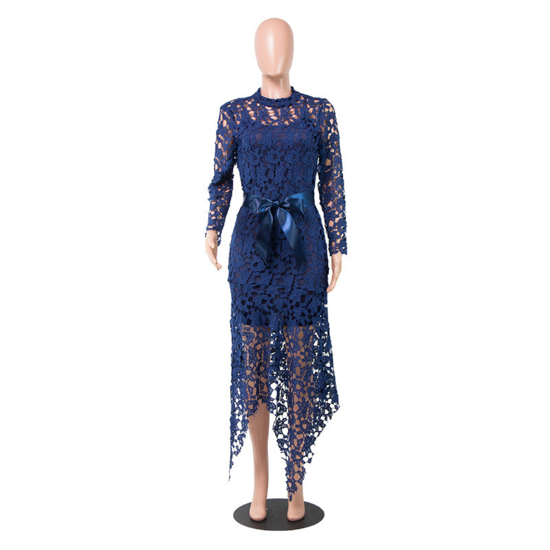 sixsr Slim Sexy Dress Women Spaghetti Straps Lace Mesh Perspective Party Fishtail Patchwork Midi Bodycon Plus Size Vestidos