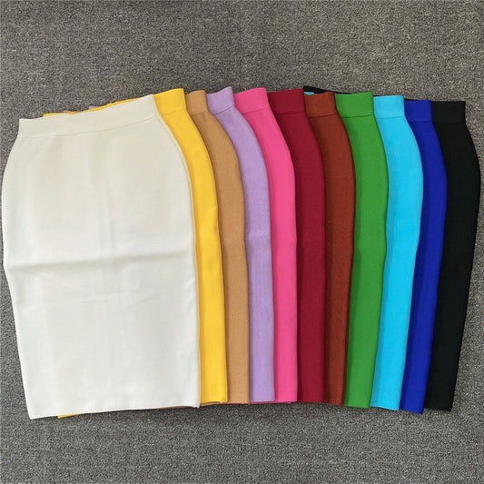 sixsr High Quality Women New Rayon Bandgae Skirt Elegant Pencil Skirt Celebrity Sexy Club Party Wear Vintage Vestios