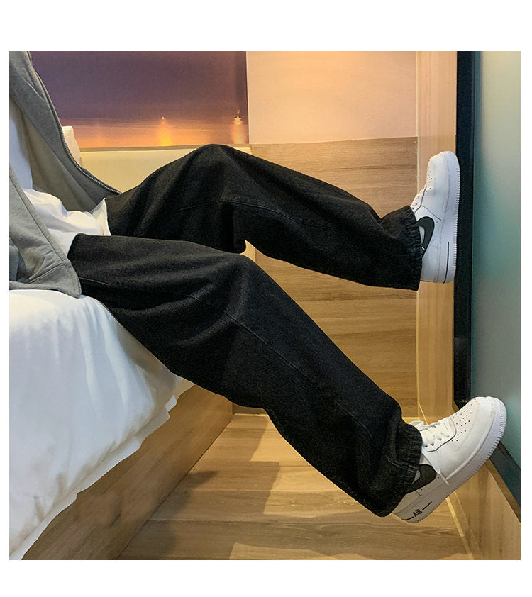 Men's Fashion Loose Jeans Straight 2024 Autumn New Woman Casual Jeans Mans Streetwear Korean Black Hip Hop Jeans Trouser