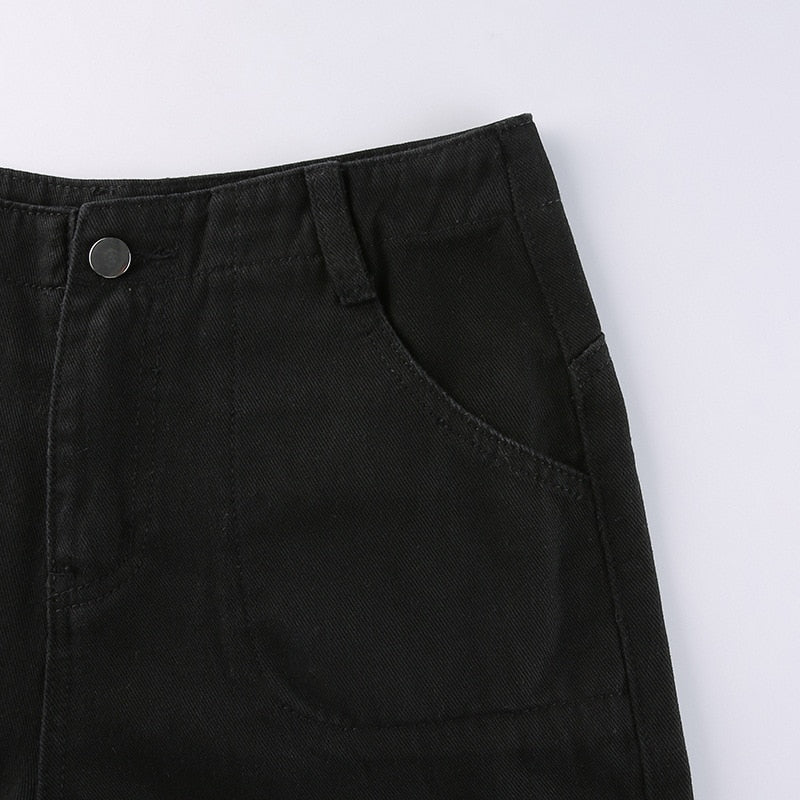 Sixsr Y2K Women Loose Jeans Fashion Street Low Waist Pocket Long Washed Solid Color Casual Workwear Jeans Female Baggy Denim Trousers