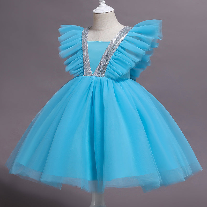sixsr Girls Ruffles Princess Dress For Kids Wedding Elegant Party Tutu Prom Gown Children Birthday Pageant Communion Formal Vestidos