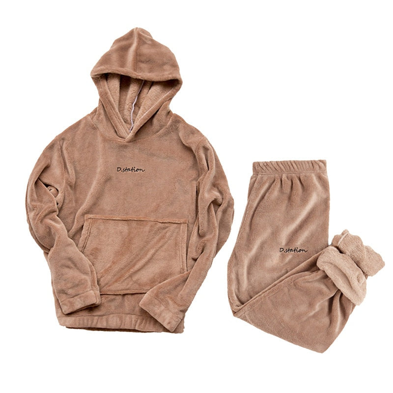 Sixsr Women Winter Pajamas Set Dropshipping Warm Homewear Winter Sleepwear Female Flannel Pajamas Home Pants Warm Home Clothes Suit