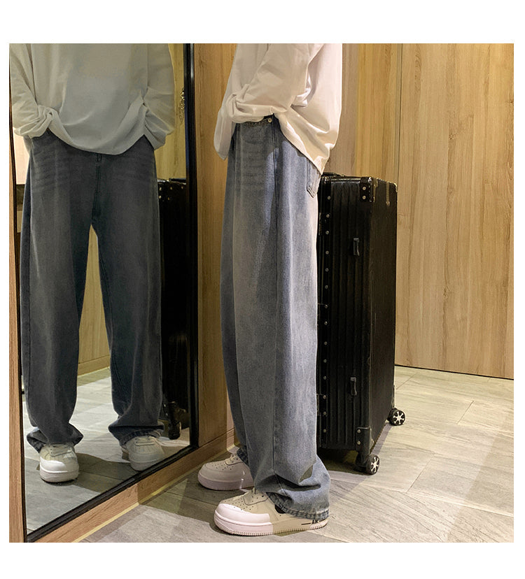 Men's Fashion Loose Jeans Straight 2024 Autumn New Woman Casual Jeans Mans Streetwear Korean Black Hip Hop Jeans Trouser