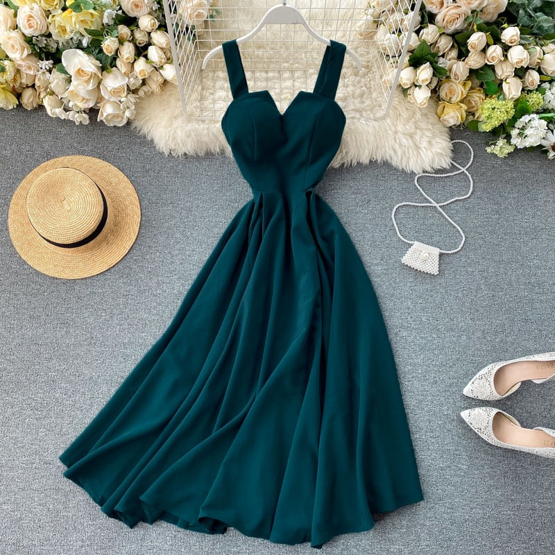 Sixsr Summer Robe Dress Women V Neck Long Party Dresses Sexy Tank Backless Spaghetti Strap Maxi Female Holiday Vestidos