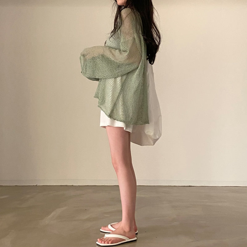 Sixsr Lazy Style Full Sleeves Jumpers Tops Hollow Out Sexy Women Fashion Casual Streetwear Chic Femme Sweaters Pullovers