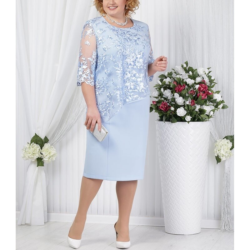 sixsr Fashion Trends Elegant Half Sleeve Lace Evening Dress Plus Size O Neck Short Mother Of The Bride Dresses Red Wedding Guest Party Gowns