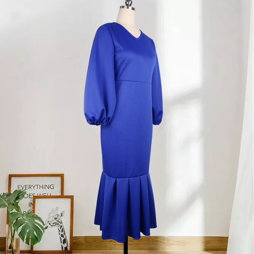 Sixsr Women Party Dress V Neck Long Puff Sleeves Bodycon Sexy Event Occasion African Female Fashion Autumn Spring Robes Vestidos New