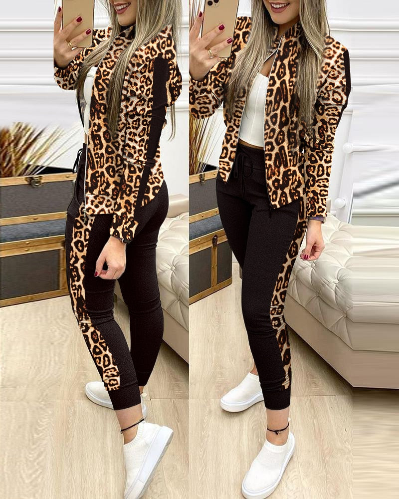 sixsr Fashion Tracksuit 2 Piece Set Autumn Winter Zipper Jacket + Long Pants Sports Suit Female Sweatshirt Sportswear Suit For Woman