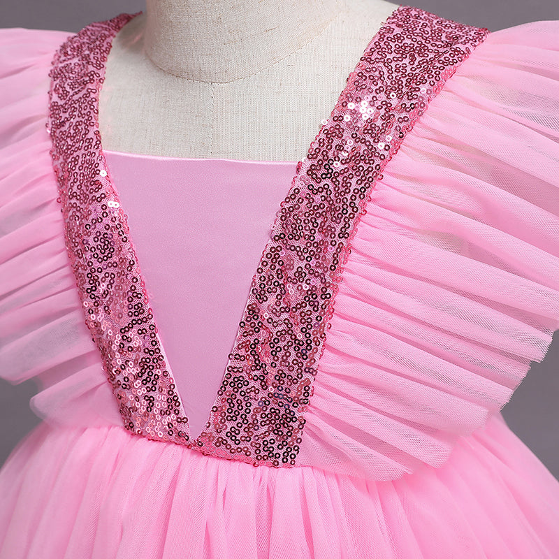 sixsr Girls Ruffles Princess Dress For Kids Wedding Elegant Party Tutu Prom Gown Children Birthday Pageant Communion Formal Vestidos