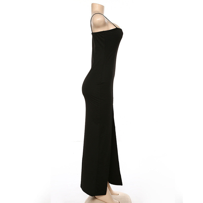 sixsr Fashion Trends Backless Sexy Strap Split Summer Dress Women Elastic Long Dresses Sleeveless Camisole Clubwear Evening Party Dress Women's Robe
