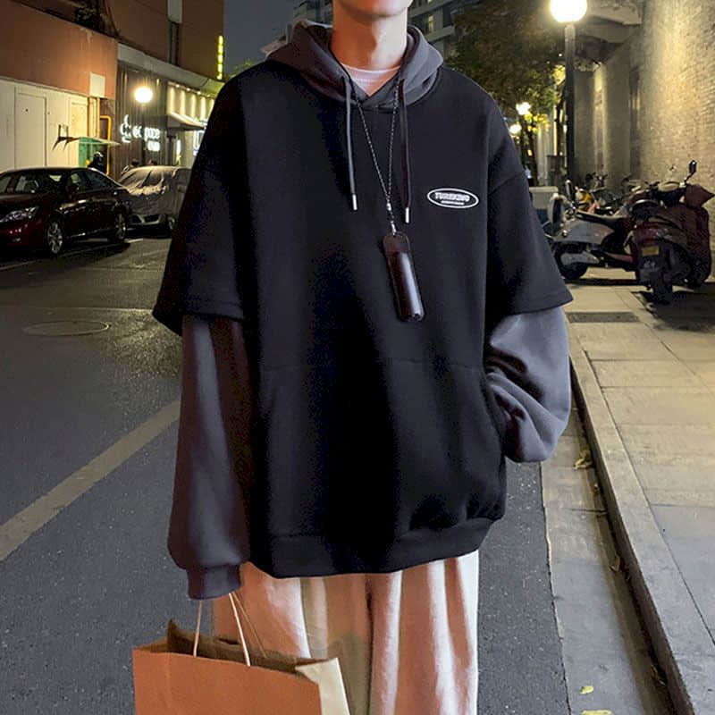 Sixsr Spring Outfits Trends Hoodies Women Sweatshirt Couple Autumn/winter Fake Two-piece Hooded Pullover Student Korean Style Loose Top Velvet Thick Jacket