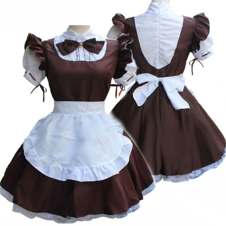 Sixsr Cute Maid Cosplay Costume Lolita Dress Short Sleeves Color Blocked Waitress Pinafore Outfit Halloween Outfit For Girls Plus Size