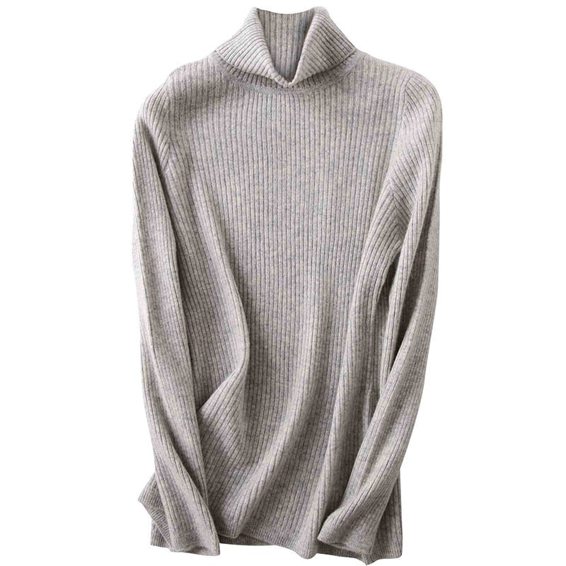 100% Merino Wool Turtleneck Women Sweater Autumn Winter Warm Soft Jumper Women Knitted Pullover Femme Cashmere Sweater Knit