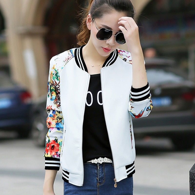 Sixsr New Fashion Summer Women's Bomber Print Jacket Long Sleeve Basic Jacket Coats Women Casual Thin Slim Female Jackets Clothes