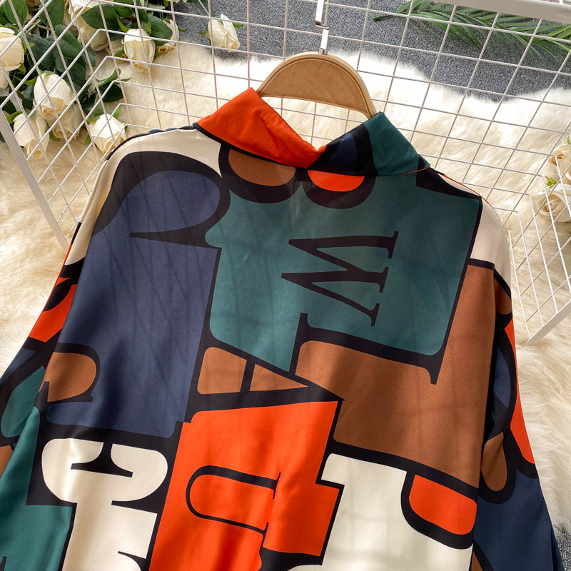 sixsr Women's Dress Spring Retro Print Casual Set Design Batwing Sleeve Single Breasted Blouse+High Waist Long Pants Two Piece Suits