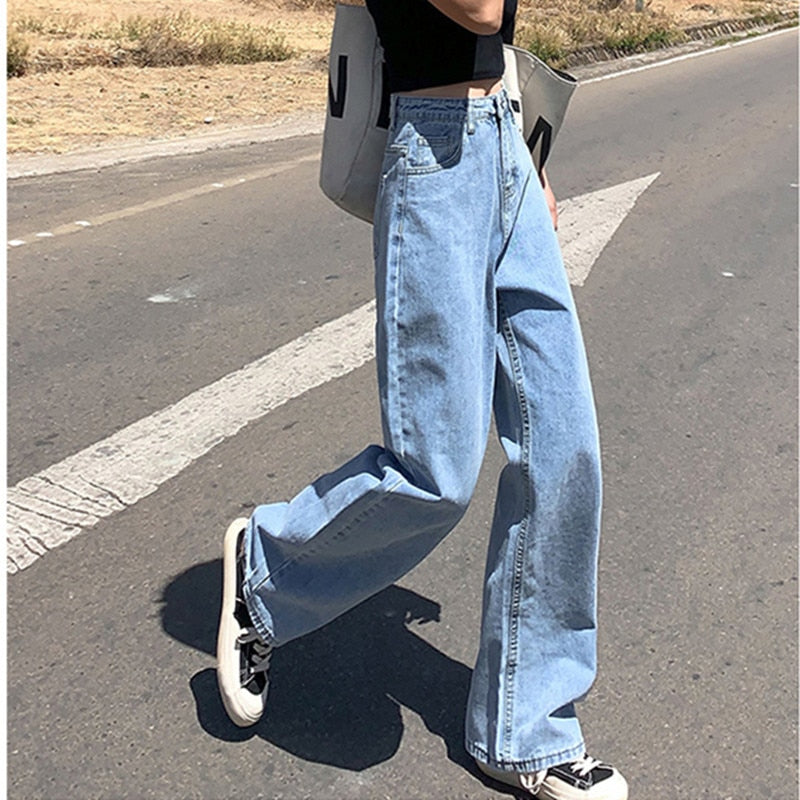 Sixsr Woman Jeans High Waist Clothes Wide Leg Denim Clothing Blue Streetwear Vintage Quality Fashion Harajuku Straight Pants