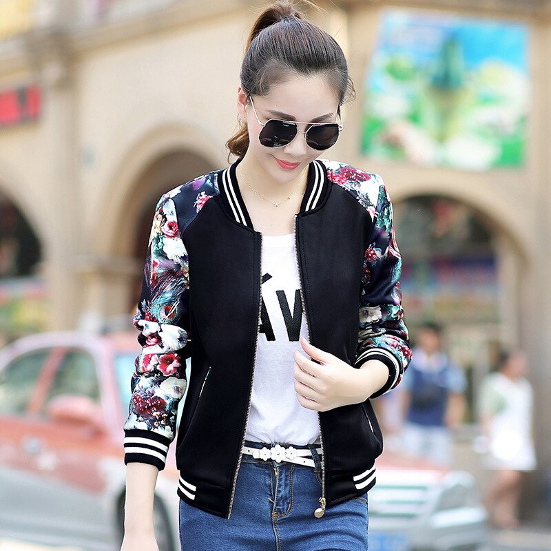 Sixsr New Fashion Summer Women's Bomber Print Jacket Long Sleeve Basic Jacket Coats Women Casual Thin Slim Female Jackets Clothes
