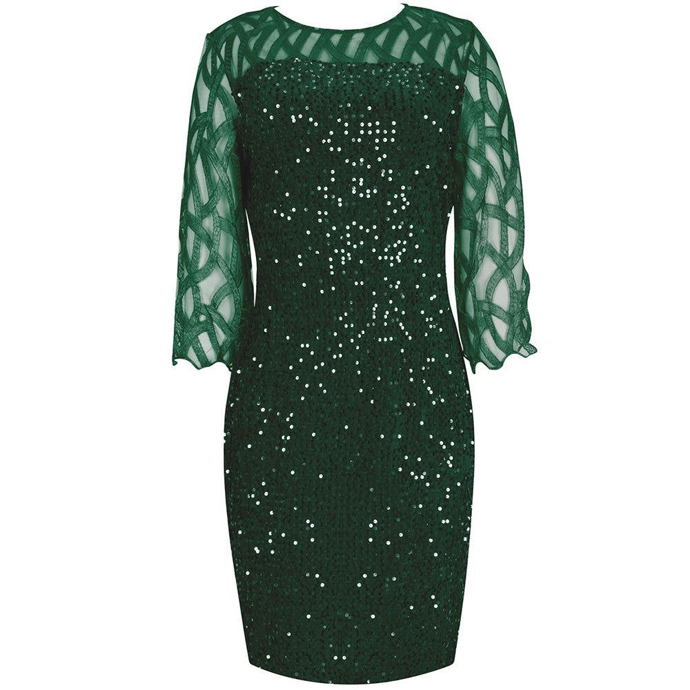 sixsr Party Dresses Plus Size Women's Summer Dress for Women Elegant Sequin Green Bodycon Dress Evening Wedding Outfits 4XL 5XL
