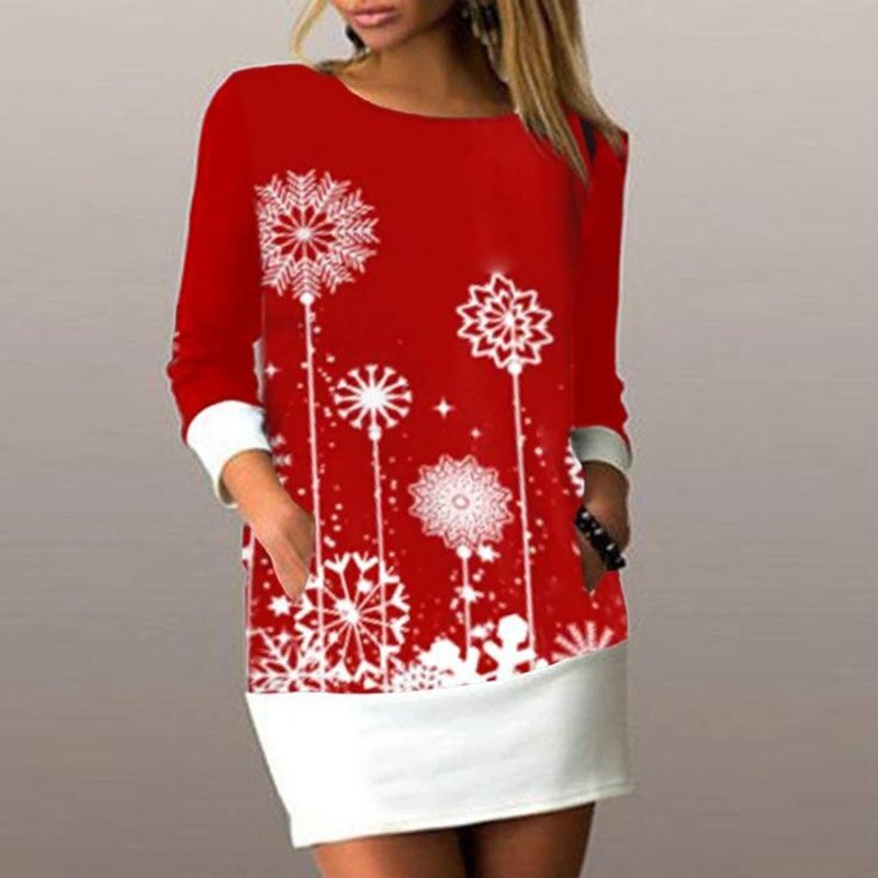 Autumn Women Elegant Floral Print Patchwork Dress Casual Long Sleeve Straight Dresses Female Long Sleeve Loose Vintage Vestidos