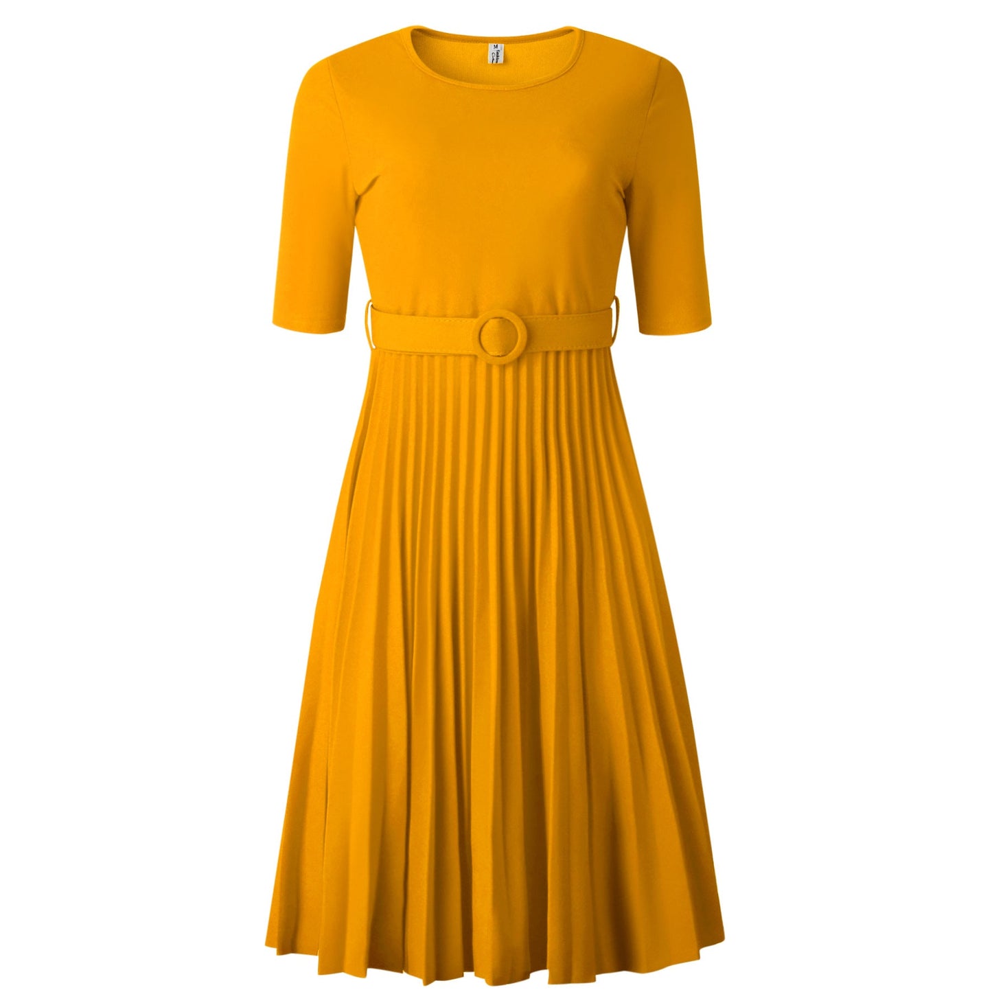 Sixsr African Style Women Casual Belted Pleated Dress Elegant Chic Office Lady A-Line High Waist Dress Autumn Winter Fashion
