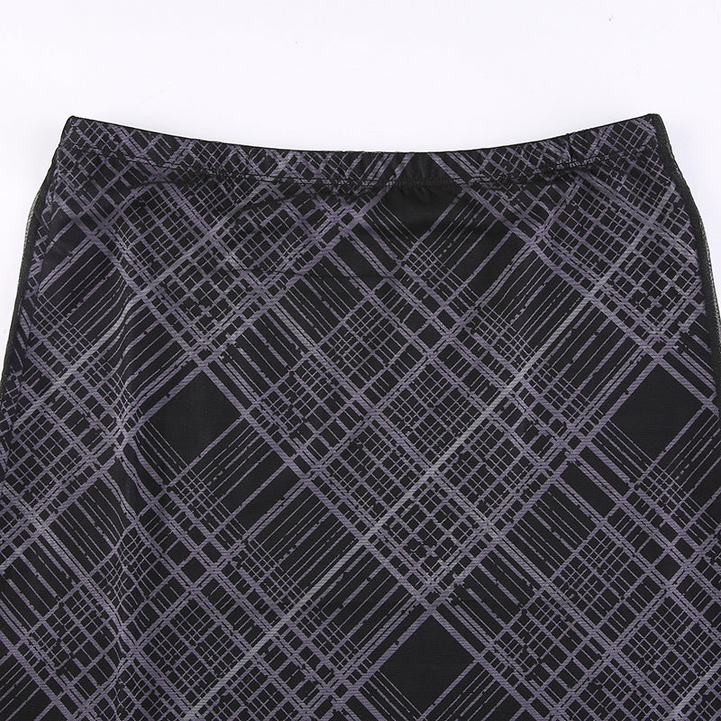 Sixsr Autumn Fairy Grunge Long Tulle Skirts Women Kawaii Plaid Black Skirt Harajuku Low waisted Skirt Korean Fashion