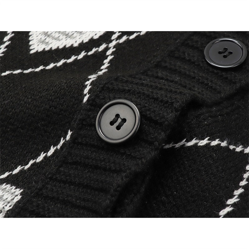 Sixsr Gothic Style Fashion Oversized Black Cardigan For Women Sweater Long Sleeve V-neck Harajuku Loose Vintage Knitwear Tops Coat
