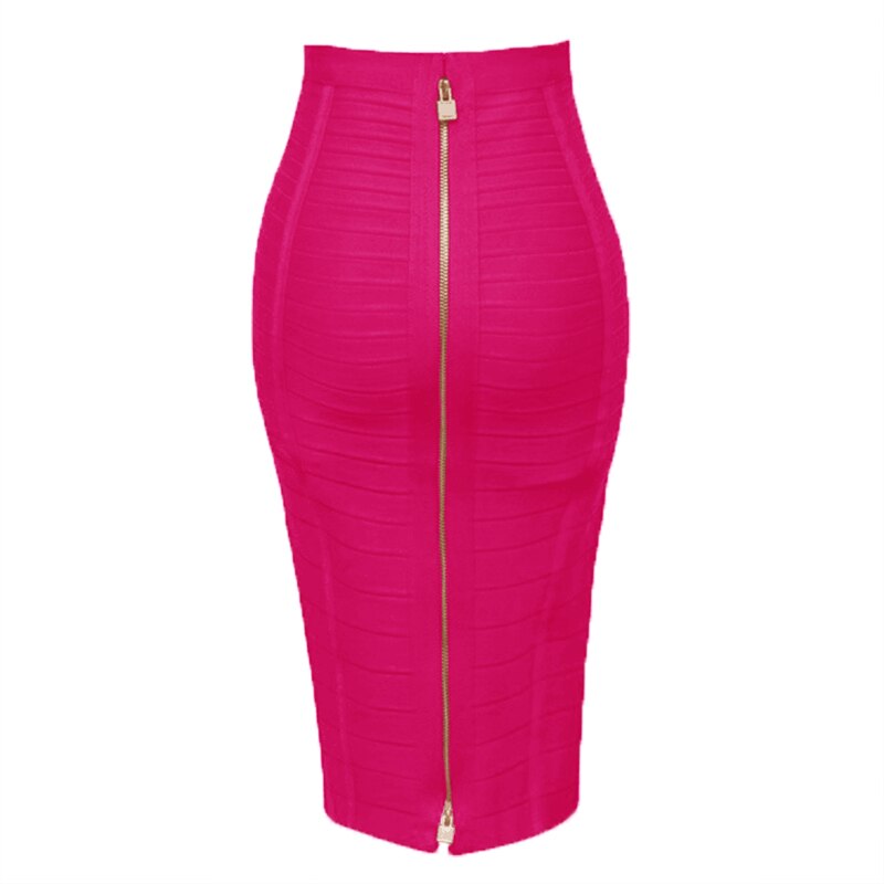sixsr 16 Colors XL XXL Sexy Solid Zipper Orange Blue Black Red White Pink Bandage Skirt Women Elastic Bodycon Summer Pencil Skirt 58cm
