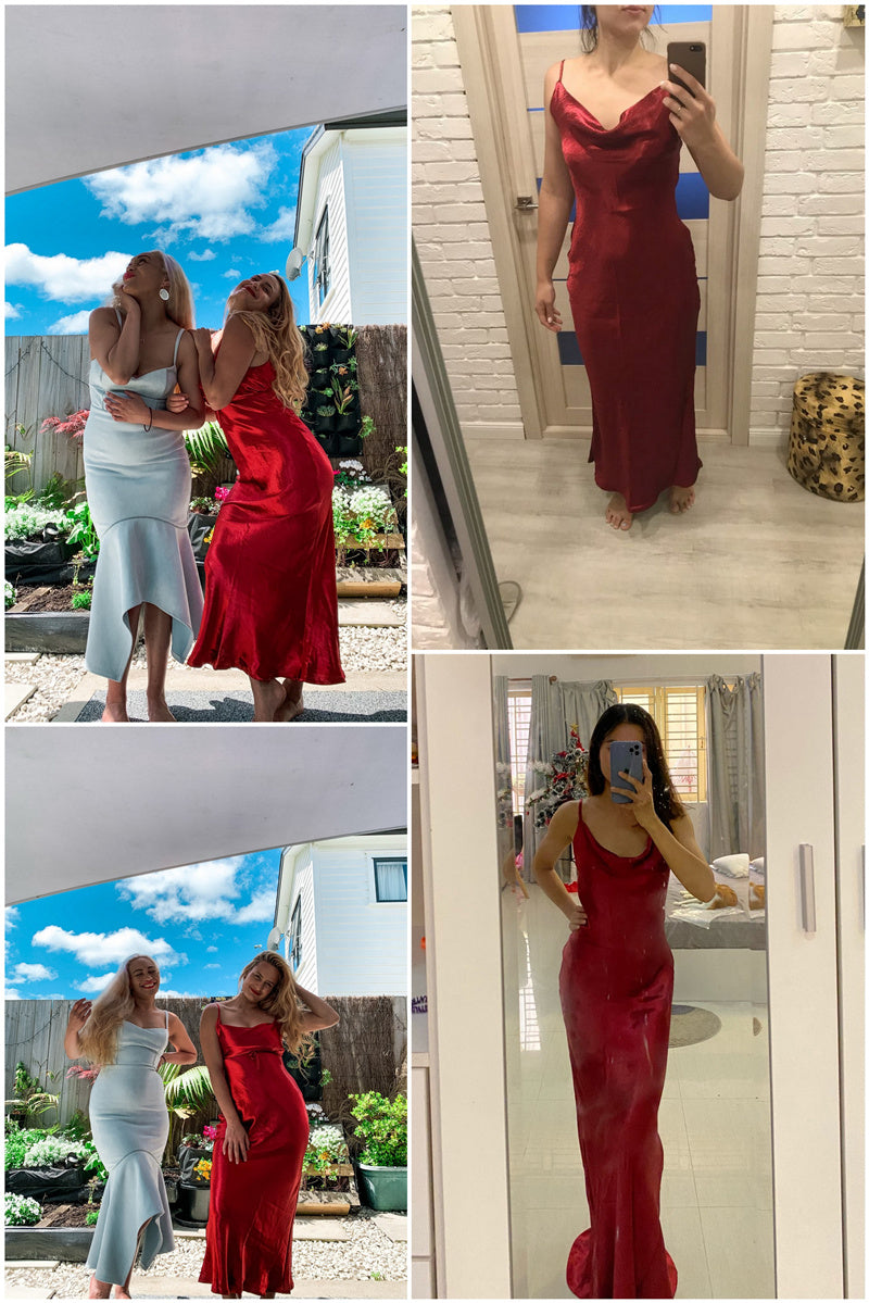 Sixsr Summer Dresses For Women Sexy Spaghetti Strap Backless Summer Dress Women Satin Lace Up Trumpet Long Dress Elegant Bodycon Party Dresses