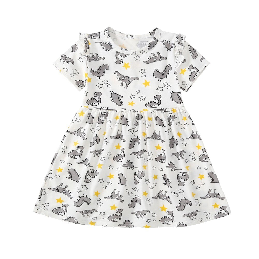 Sixsr Leopard Summer New Fashion Baby Girls Kid Short Sleeve T-shirt Patchwork Girls Dress Short Dresses Princess TUTU Dress 1-6Y