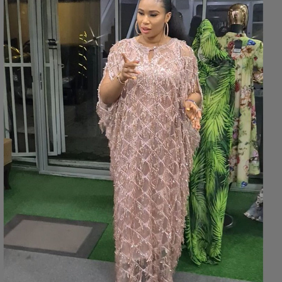 sixsr Outfits Fashion Trends Long African Dresses for Women Plus Size Clothing Dashiki Tassel Sequins Abaya Muslim Dress Africa Clothes Robe Africaine Femme
