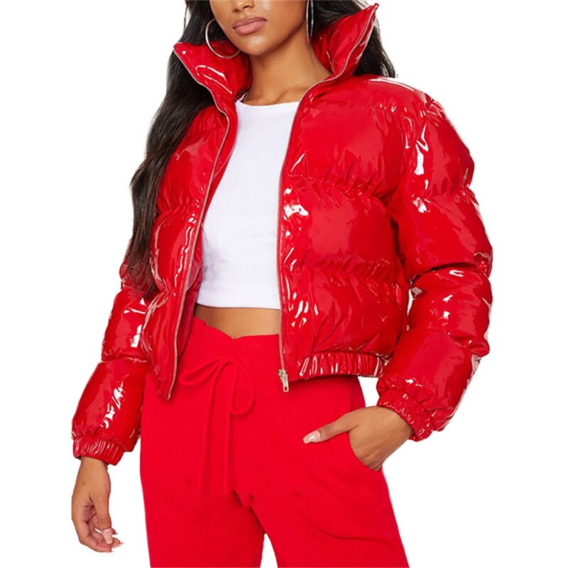 Sixsr Bubble Coat Women's 5 Colors Fashion Long Sleeve Solid Zipper Cropped Puffer Jacket Thick Lady Winter Casual Warm Outfits S-2XL