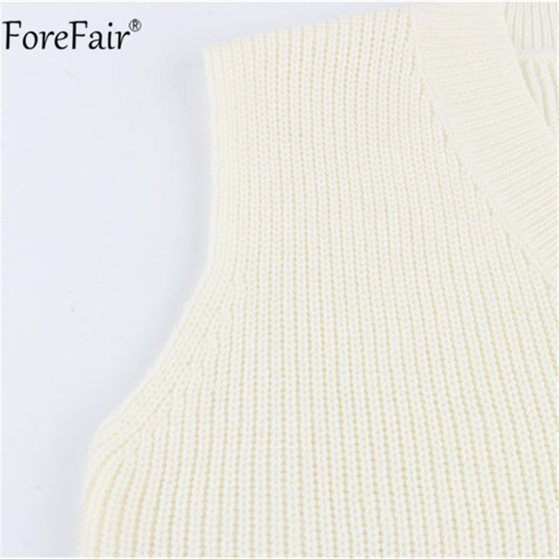 Sixsr Women V Neck Sweater Vest Korean Preppy Style Solid Knitted Sleeveless Sweater Female Autumn Winter Casual Loose Pullover Jumper