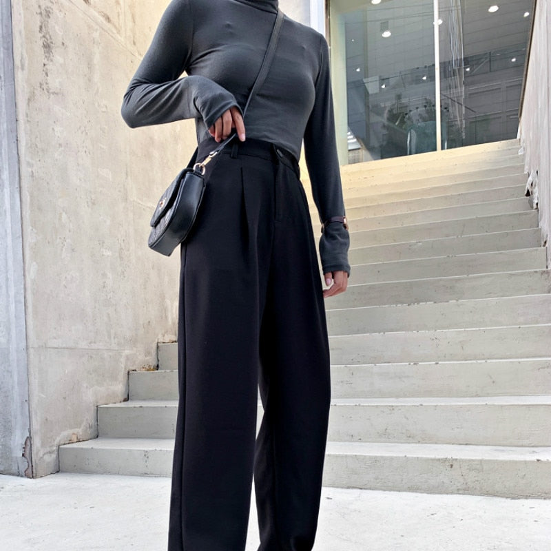 sixsr Women Suit Pants Spring Office Lady Long Trousers New Autumn Solid Loose High Waist Pant Vestodo Female Pants