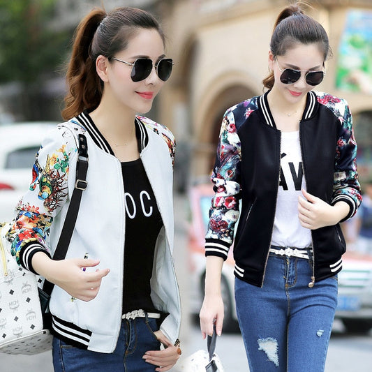 Sixsr New Fashion Summer Women's Bomber Print Jacket Long Sleeve Basic Jacket Coats Women Casual Thin Slim Female Jackets Clothes