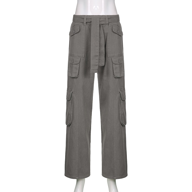 Sixsr Hot Sell Quality Grunge Streetwear Cargo Pants Woman Low Waist Baggy Mom Jeans Vintage 90s Hippie Wide Leg Denim Trousers Korean Outfits