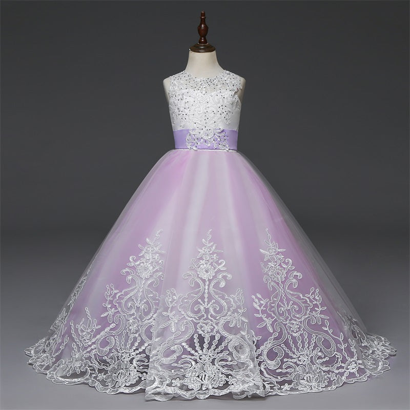 sixsr Red Girl Lace Embroidery Christmas Birthday Party Dress Flower Wedding Gown Formal Kids Dresses For Girls Teen Clothes 6 14 Yrs