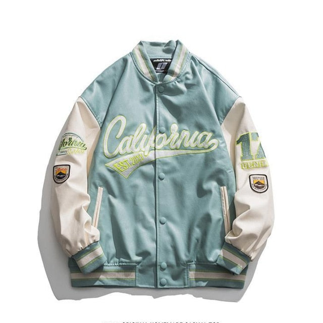Sixsr American Y2K vintage streetwear letter embroidery lapel PU leather jacket women street pilot loose jackets for women winter
